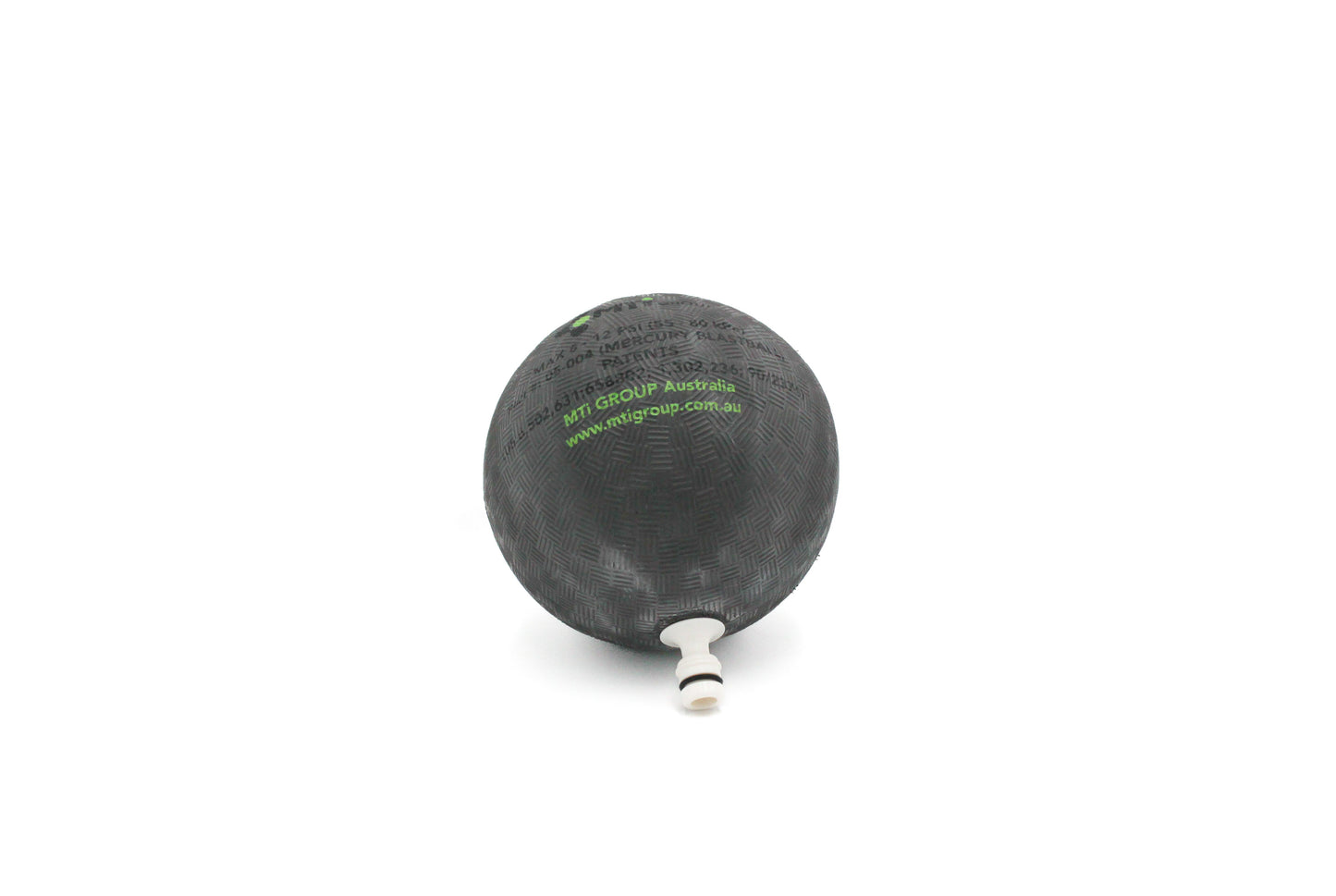 Side view of BLASTBALL™ inflatable blasthole plug for underground mining