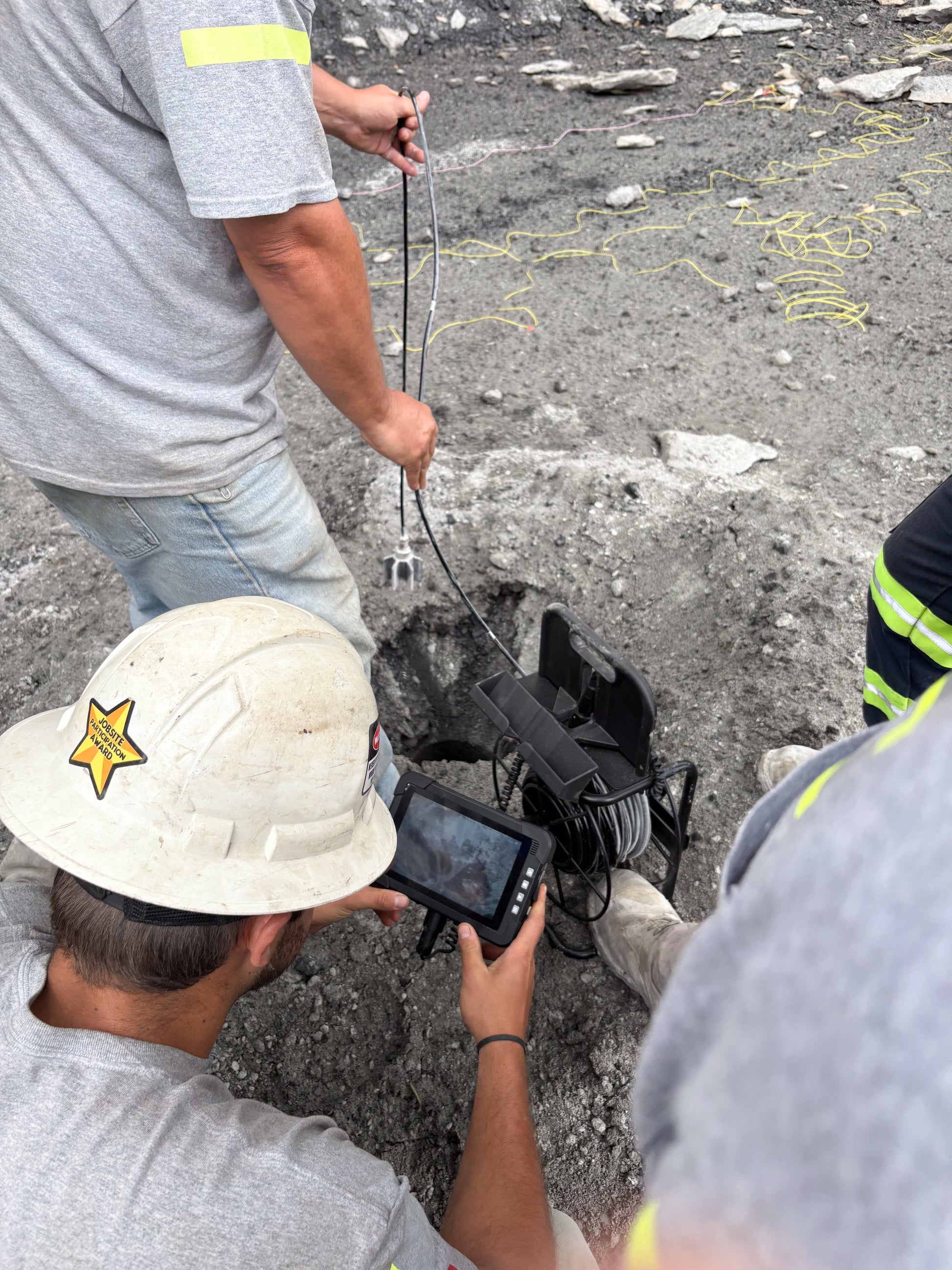 blaster using the mti group downhole camera to inspect borehole integrity